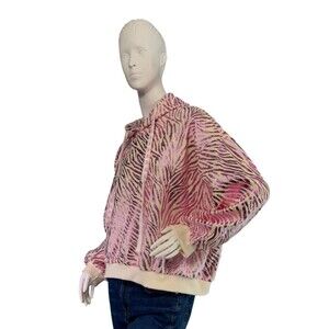 Kate Hewko NWT Pink & Ivory Metallic Zebra Hoodie One Size